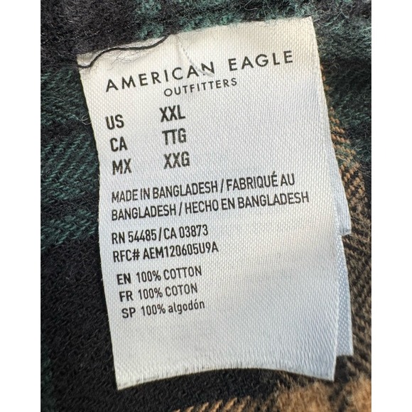 American Eagle Mens Classic Fit Flannel Shirt Plaid Button Up XXL - Picture 3 of 6